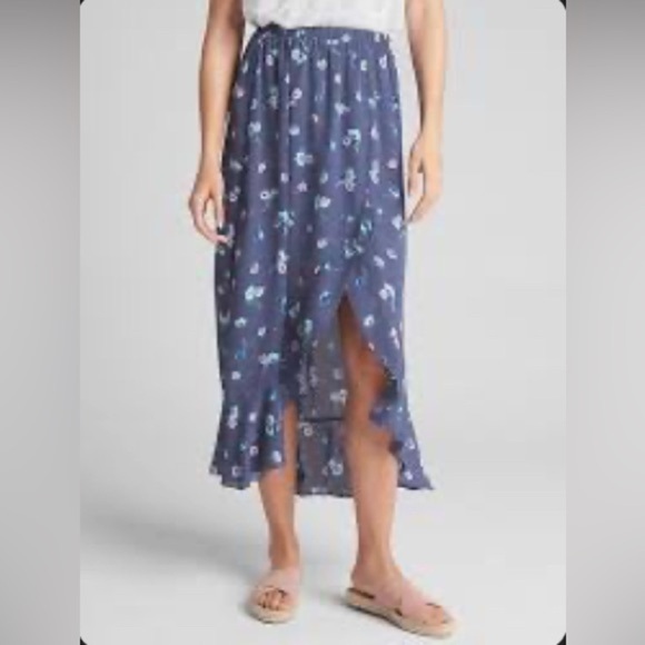 GAP Dresses & Skirts - Gap Floral Ruffle Wrap Midi Skirt